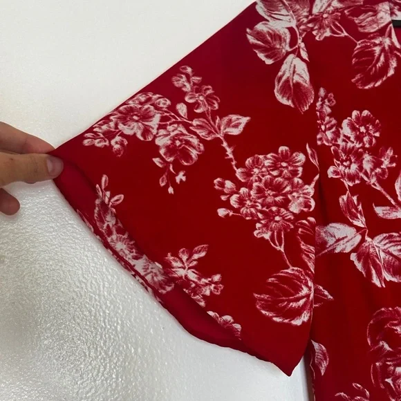 Abercrombie & Fitch: Women’s XS Red Floral Wrap Maxi Dress Short Sleeve - Picture 5 of 9